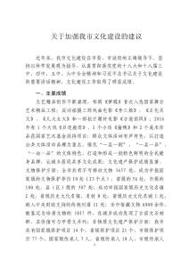 關于加強我市文化建設的建議