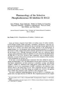 pharmacology of the selective phosphodiesterase iii inhibitor r 80122