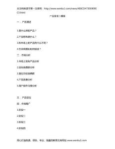 產(chǎn)品策劃書模板