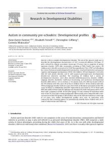 autism in community pre-schoolers developmental profiles