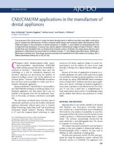 cadcamam applications in the manufacture of dental appliances