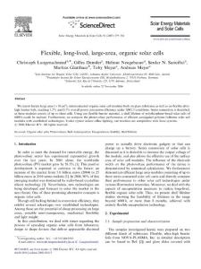 Flexible, long-lived, large-area, organic solar cells