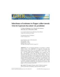 Inheritance of resistance to Pepper yellow mosaic virus in…