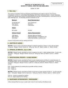 MINUTES OF THE MEETING OF THE