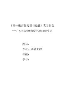 東江威立雅危廢實習報告2013年最新版