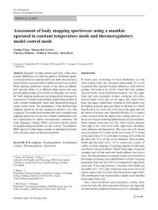 assessment of body mapping sportswear using a manikin operated in constant temperature mode and thermoregulatory model control mode.