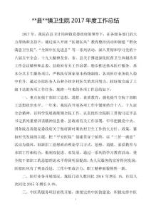 衛生院2017年度工作總結