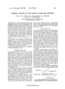 1961 Crick General nature of the genetic code for proteins