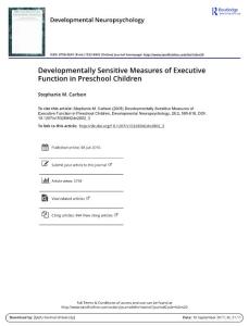 Developmentally Sensitive Measures of Executive Function in Preschool Children