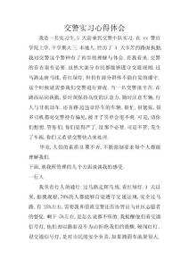 交警實(shí)習(xí)心得體會 　