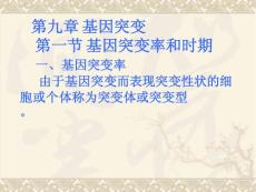 第九章 基因突變    第一節(jié) 基因突變率和時期    一、...