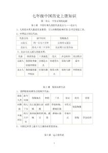 七年級上歷史知識點總結