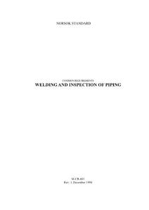 WELDING AND INSPECTION OF PIPING