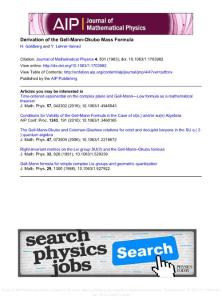 Derivation of the Gell-Mann-Okubo Formula