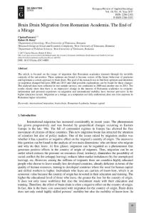 Brain Drain Migration from Romanian Academia. The End of a Mirage
