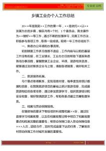 鄉(xiāng)鎮(zhèn)工業(yè)辦個(gè)人工作總結(jié)