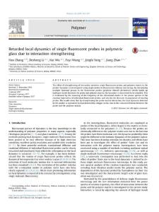 Retarded local dynamics of single fluorescent probes in polymeric glass due to interaction strengthening