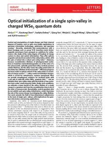nnano.2019-Optical initialization of a single spin-valley in charged WSe2 quantum dots