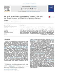 The social responsibility of international business_ From ethics and the environment to CSR and sustainable development