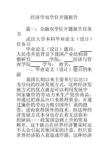 经济学双学位开题报告