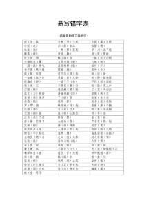 易写错字表