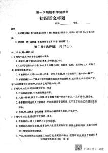 山東省泰安市高新區(qū)2020屆九年級(五四學(xué)制)上學(xué)期期中考試語文試題（含答案）