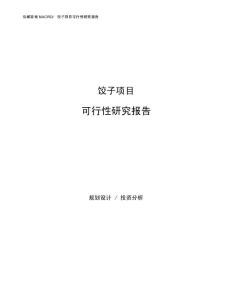 饺子项目可行性研究报告（总投资9000万元）（33亩）