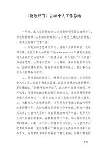 （財政部門）去年個人工作總結(jié)