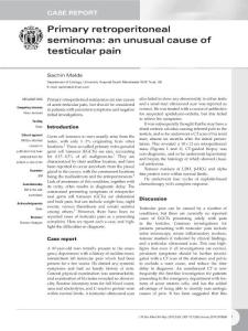 Primary retroperitoneal seminoma an unusual cause of testicular pain（原发性腹膜后精原细胞瘤是睾丸疼痛的不寻常原因）