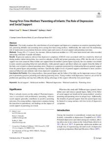 young first-time mothers´ parenting of infants_ the role of depression and social support.[2019][matern child health j]