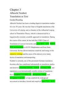 chapter 3 Albrecht Neubert Translation as Text