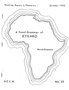 WPP, No. 35 A Tonal Grammar of Etsako（WPP，否35 Etsako的音调语法）