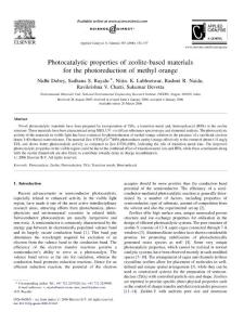 Photocatalytic properties of zeolite-based materials for the photoreduction of methyl orange