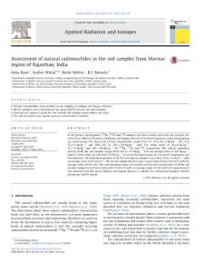 Assessment of natural radionuclides in the soil samples from Marwar region of Rajasthan, India