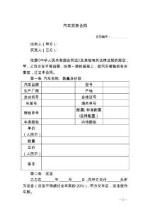 2020年汽车买卖合（最新版本)