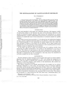 THE CRYSTALLIZATION OF CALCIUM SULPHATE DIHYDRATE1