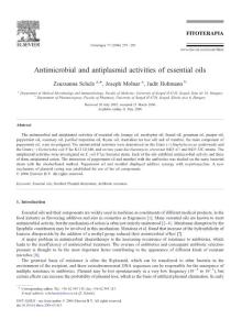 Antimicrobial and antiplasmid activities of essential oils