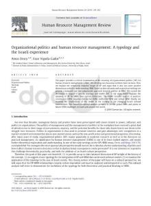 Organizational politics and human resource management：A typology and the Israeli experience