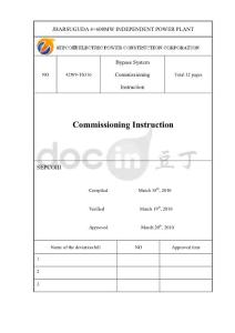 42W9-TS316 Bypass System Commissioning Instruction