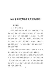 2019年度部門整體支出績效評價報告
