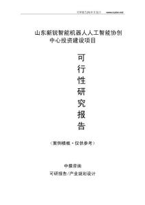 中撰-山东新锐智能机器人人工智能协创中心项目可行性研究报告