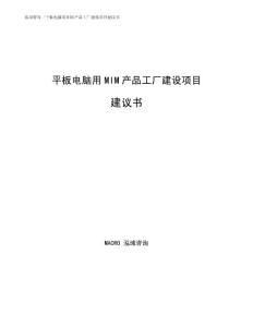 平板电脑用MIM产品工厂建设项目建议书（可编辑模板）
