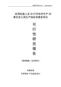 中撰咨询-应用机器人及3D打印技术年产30套五金工具生产线项目可行性报告