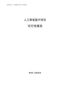 人工智能医疗项目可行性报告