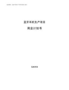 蓝牙耳机生产项目商业计划书
