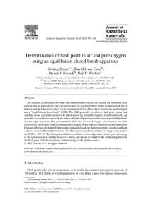 Determination of flash point in air and pure oxygen using an equilibrium closed bomb apparatus