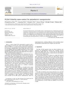 Pt-ZnO Schottky nano-contact for piezoelectric nanogenerator