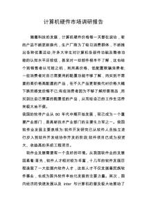 計算機硬件市場調(diào)研報告