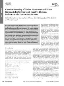 Chemical Coupling of Carbon Nanotubes and Silicon Nanoparticles for Improved Negative Electrode Performance in Lithium-Ion Batteries