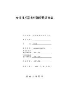 湖南省人事廳02湖南省人事廳專業(yè)技術(shù)職務(wù)任職資格評審表.doc